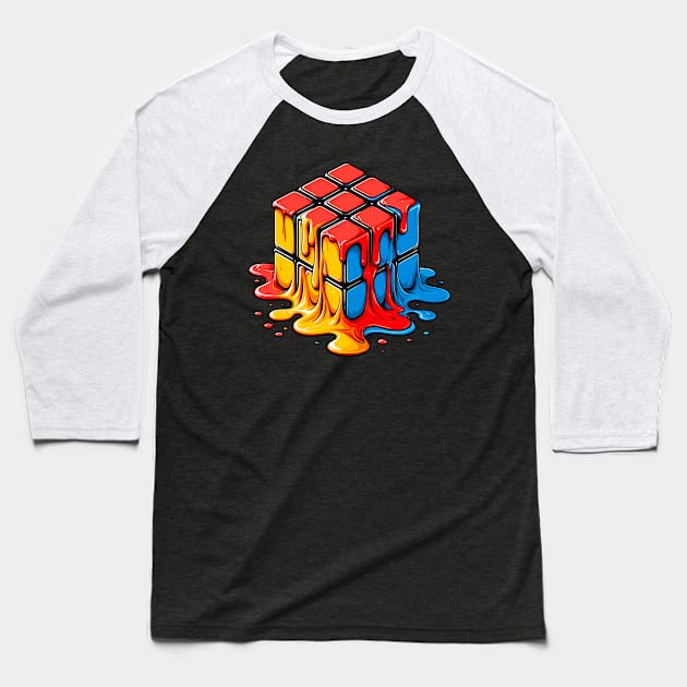 Melting Rubiks Cube Baseball T-Shirt by CraftingHouse's Design